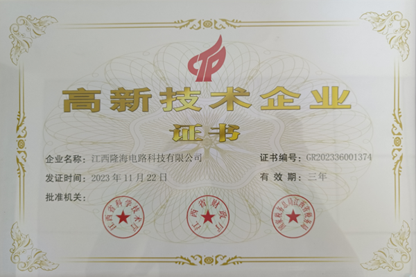 High tech Enterprise Certificate
